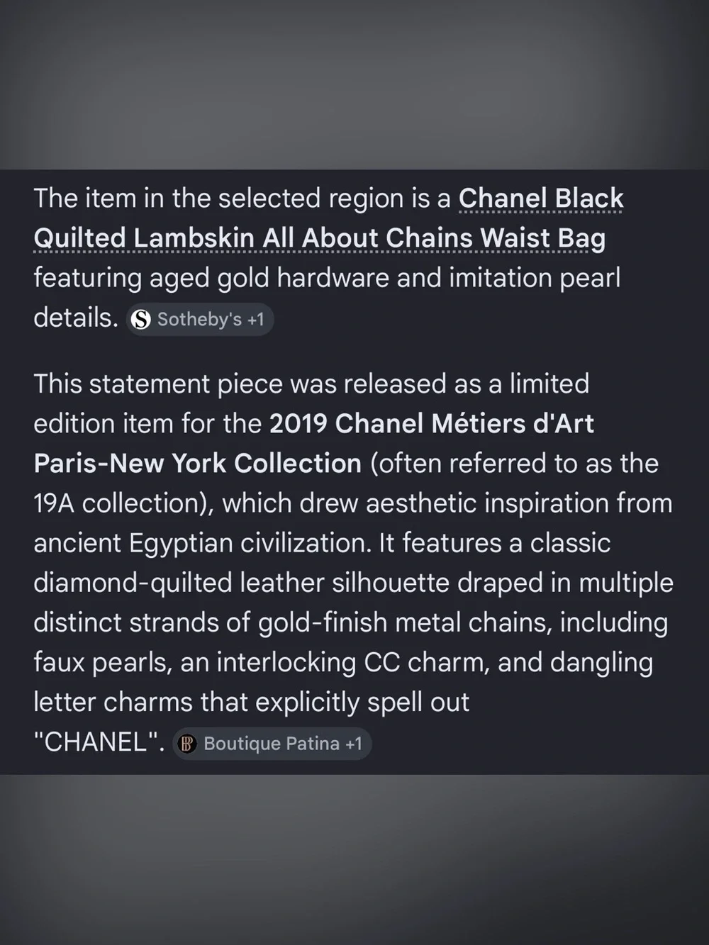 CHANEL All about chains waist belt Ltd-edition  Quilted bag collectors piece!